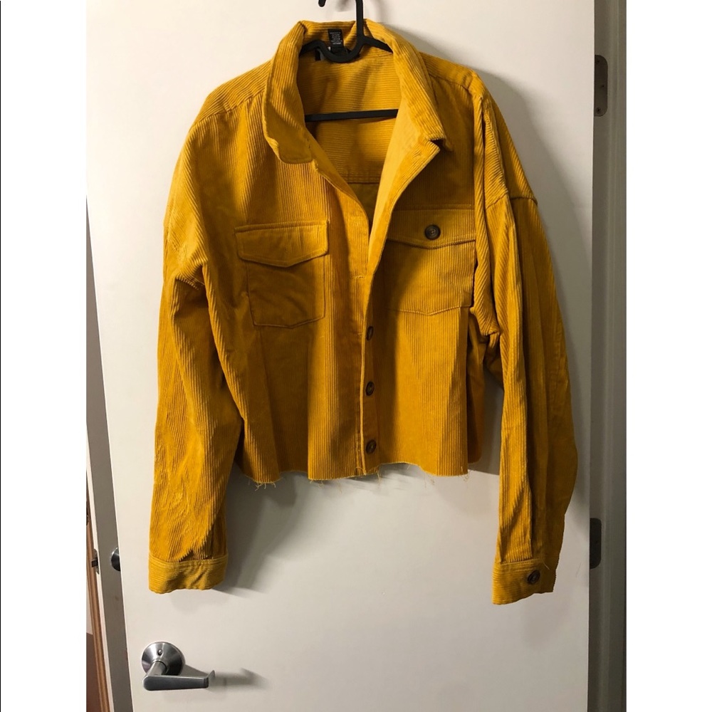 Mustard crop corduroy jacket